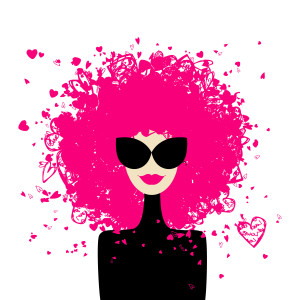 black girl illustration hot pink