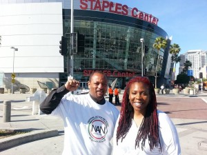 l-r Community activist Najee Ali and Jasmyne Cannick